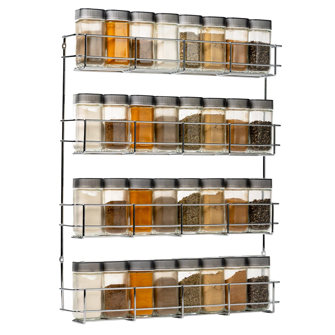 Copa 4-Etagen Gewürzregal Chrom - Gewürzregal hängend - Wand Spice Rack für 4 x 8 Gewürze - Hängende