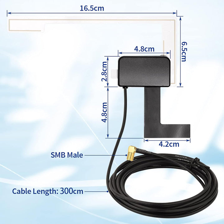 Eightwood DAB Antenne DAB Antenne Auto SMB Digtial DAB Autoradio Antenne mit 3 Meter DAB Scheibenant