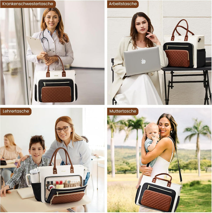 LOVEVOOK Lehrertasche Damen Gross, 15.6 Zoll Laptoptasche Arbeitstasche | Wasserdicht Aktentasche Bü