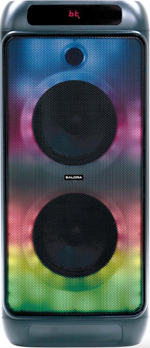 Salora PARTYBOX400 Bluetooth-Lautsprecher –Tragbarer 400W Party Lautsprecher mit 2×10" Woofern, LED-