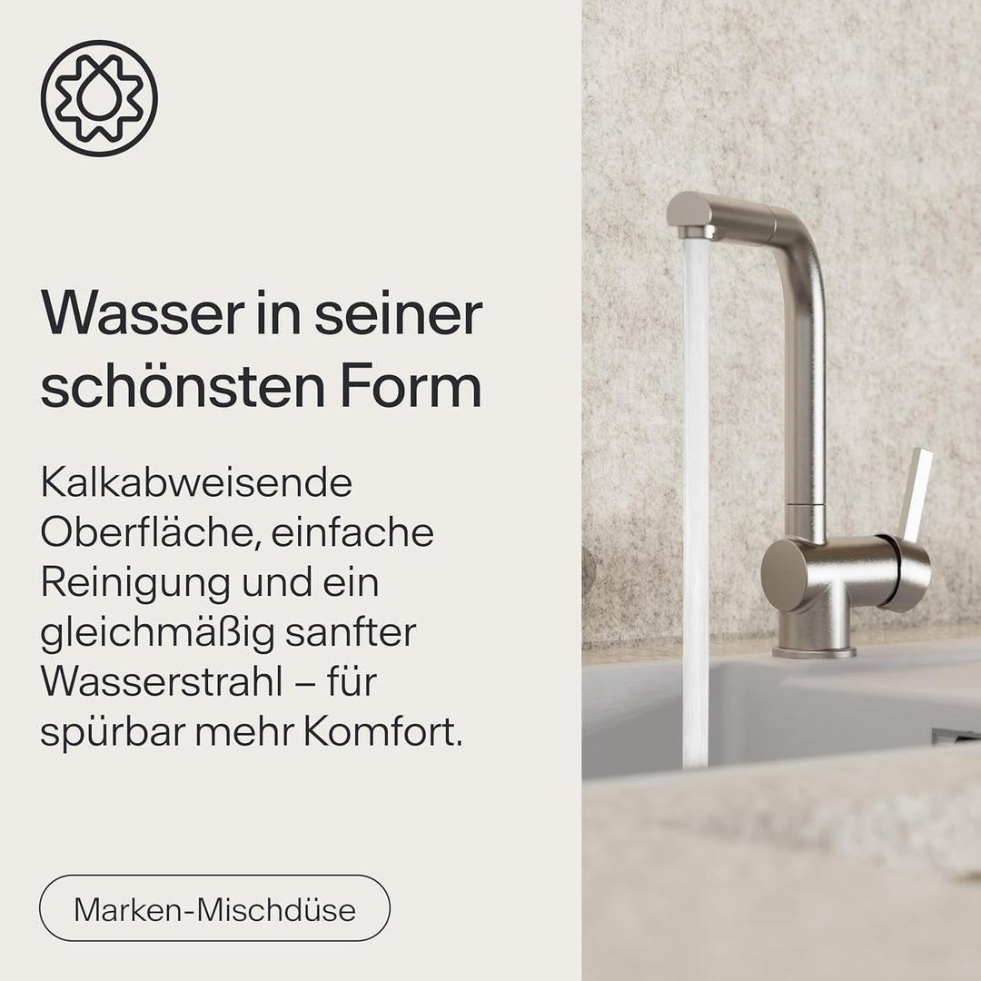 Küchenarmatur WK4 | Wasserhahn Küche | Spültischarmatur mit Ausziehauslauf | Ausziehbare Geschirrbra