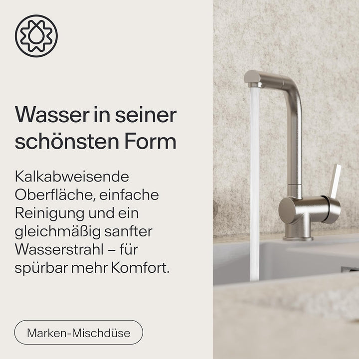 Küchenarmatur WK4 | Wasserhahn Küche | Spültischarmatur mit Ausziehauslauf | Ausziehbare Geschirrbra