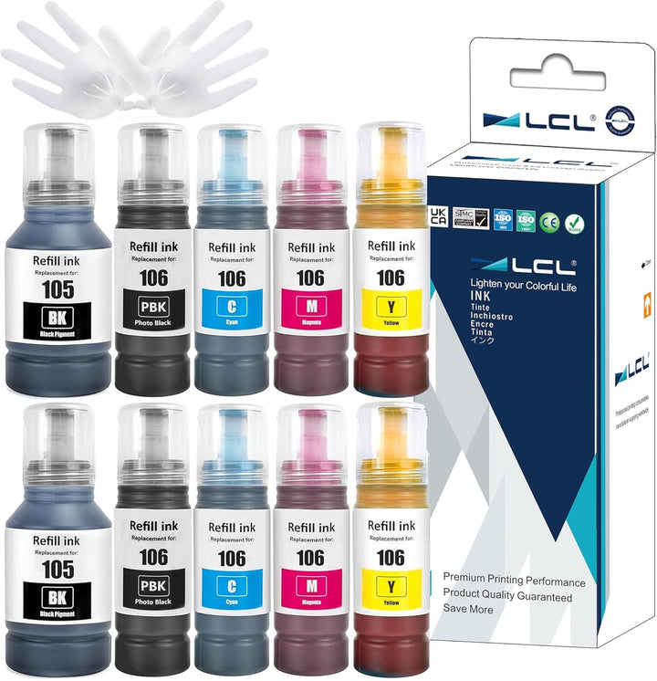 LCL 105 106 Tinte kompatibel für EcoTank 105 106 Tintenflasche Multipack für Epson EcoTank L7160 L71