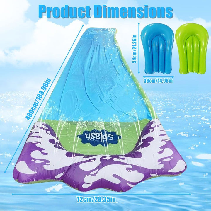 480*70CM Wasserrutsche Garten Für Kinder, Wasserrutsche Outdoor Sommer Rasen Mit 2 Bodyboards, Singl