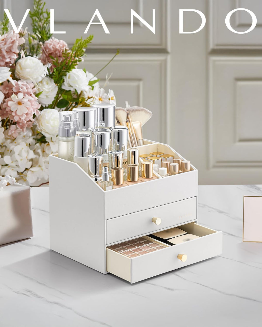 Vlando Make up Organizer mit 3 Schubladen, Schminktisch Organizer, Kosmetik Organizer, Schmink Organ