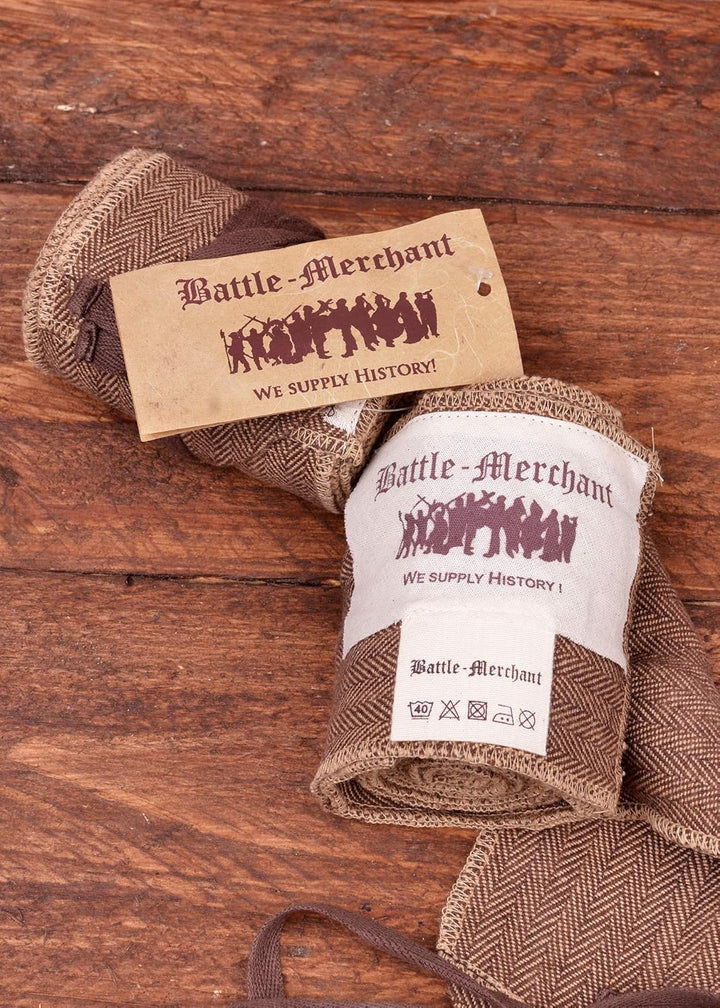 Battle-Merchant Mittelalter Wadenwickel für Damen und Herren, Paar, mit Fischgrätmuster für Mittelal