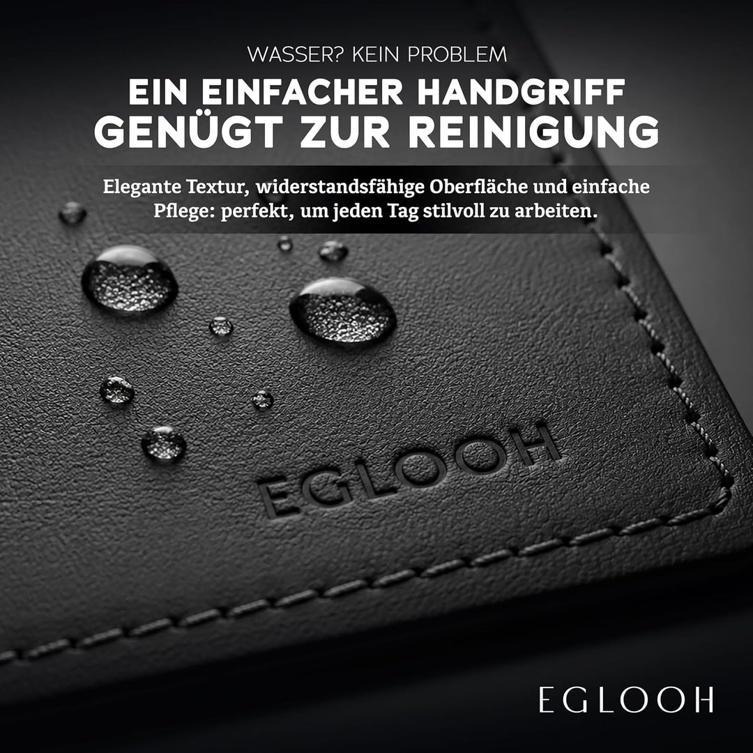 Eglooh - Mercurio - Schreibtischunterlage aus Leder Schwarz cm 50x35 - Handwerkliche Nähte und rutsc