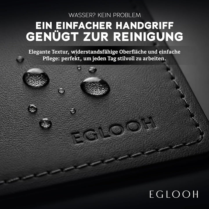 Eglooh - Mercurio - Schreibtischunterlage aus Leder Schwarz cm 80x50 - Handwerkliche Nähte und rutsc