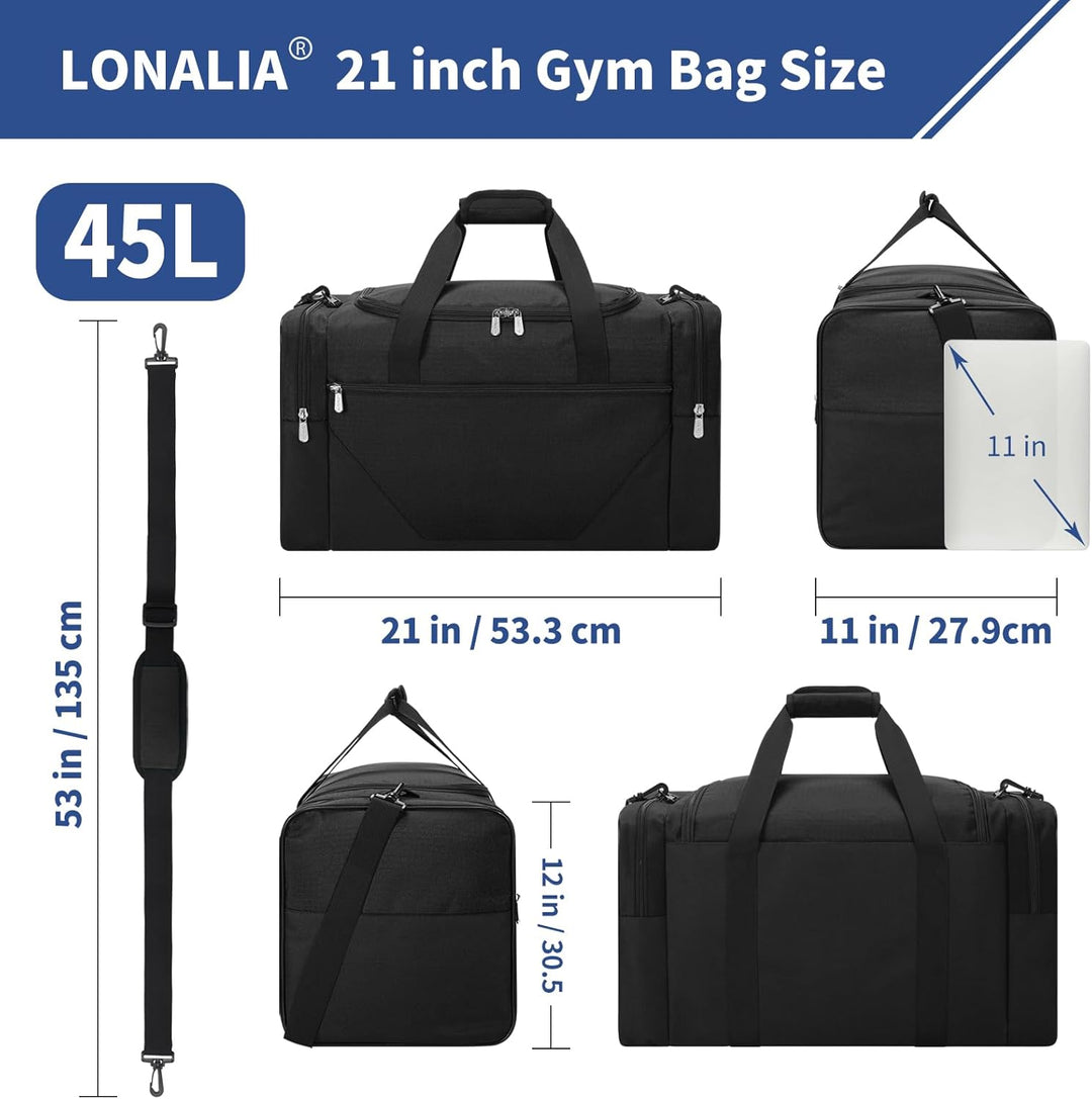 Sporttasche 45L - 53 * 28 * 30.5 cm Reisetasche mit Vielen Fächern für Gym, Weekend & Kurztrips - Sc