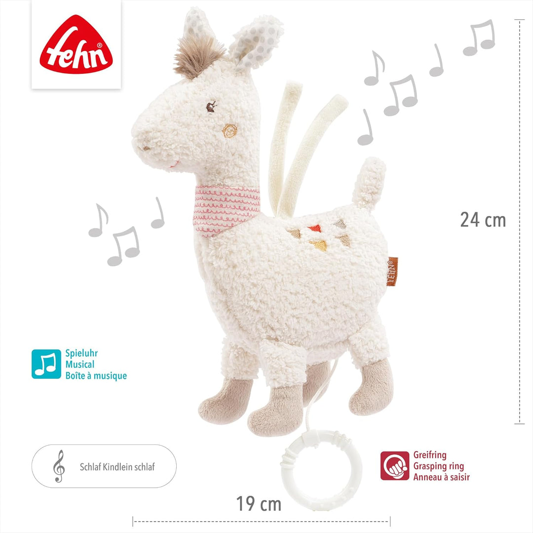 Fehn Spieluhr Baby Einschlafhilfe Lama - Spieluhr mit herausnehmbarem Spielwerk zum Aufhängen - Schl