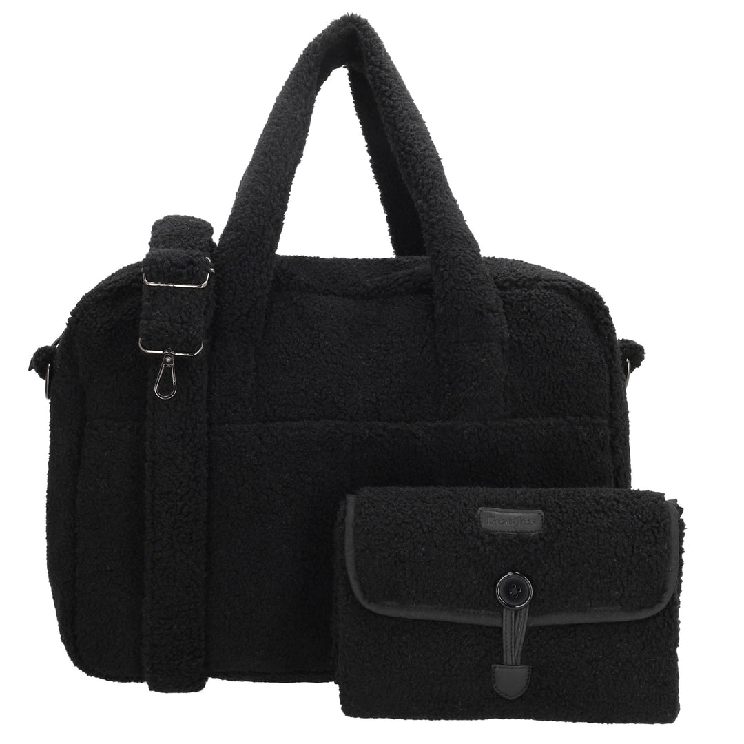 Beagles - Wickelrucksack Wickeltasche Unisex aus weichem - Schwarz | Teddystoff, Windeltasche mit Wi