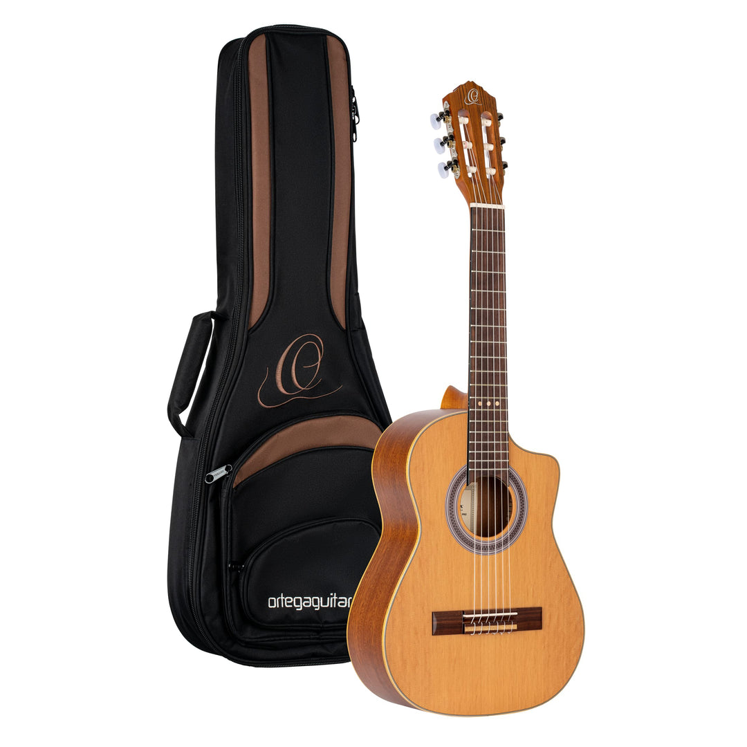 Ortega Guitars Konzertgitarre Requinto Series - deep body - inklusive Gigbag - Massives Zedernholz /