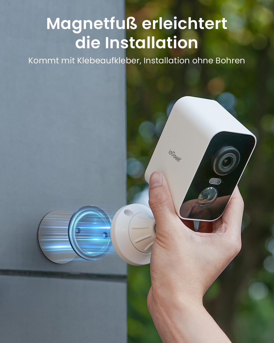 ieGeek 2K Überwachungskamera Aussen Akku mit Magnetische Montage, WLAN Kabellose Überwachungskamera