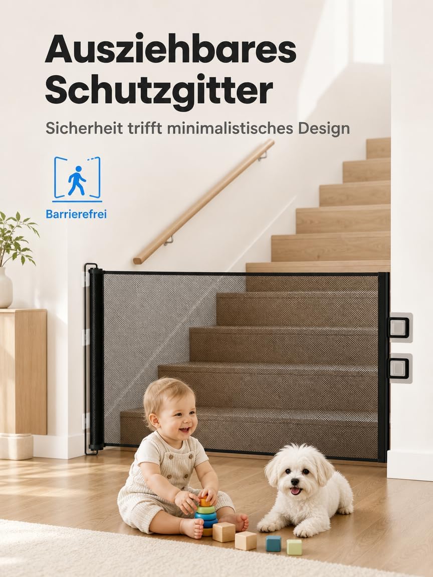 Treppenschutzgitter Türschutzgitter Ausziehbar für Babys Schwarz 0-150 cm Treppenschutzgitter Türsch