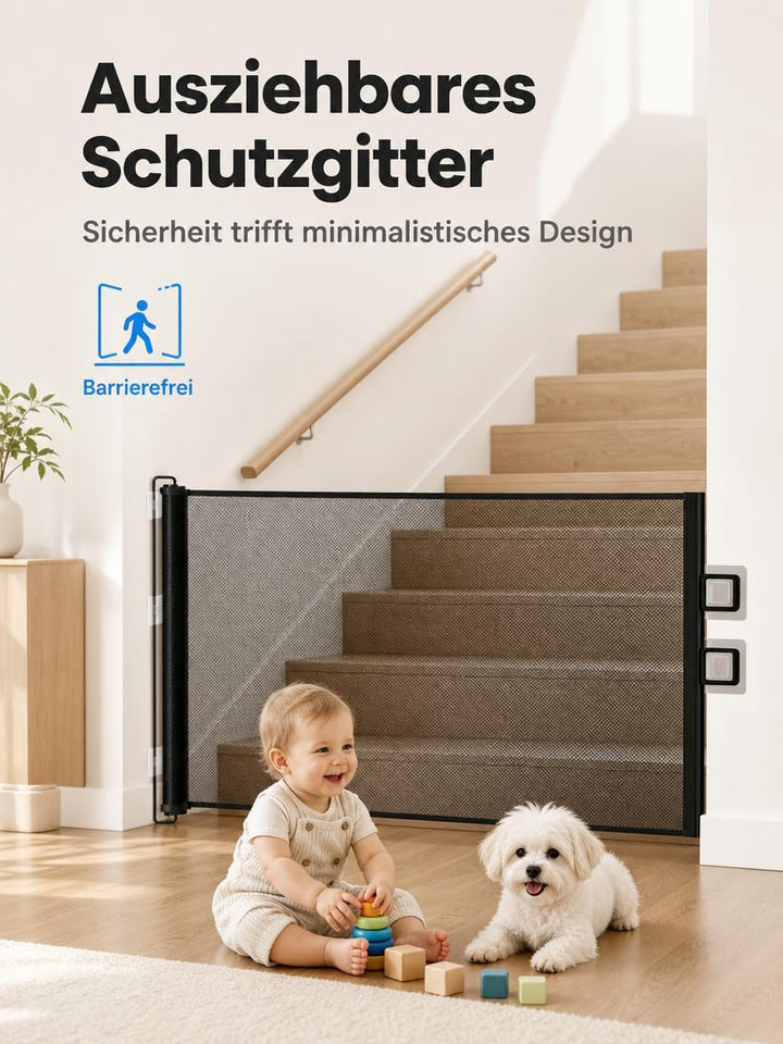 Treppenschutzgitter Türschutzgitter Ausziehbar für Babys Schwarz 0-150 cm Treppenschutzgitter Türsch
