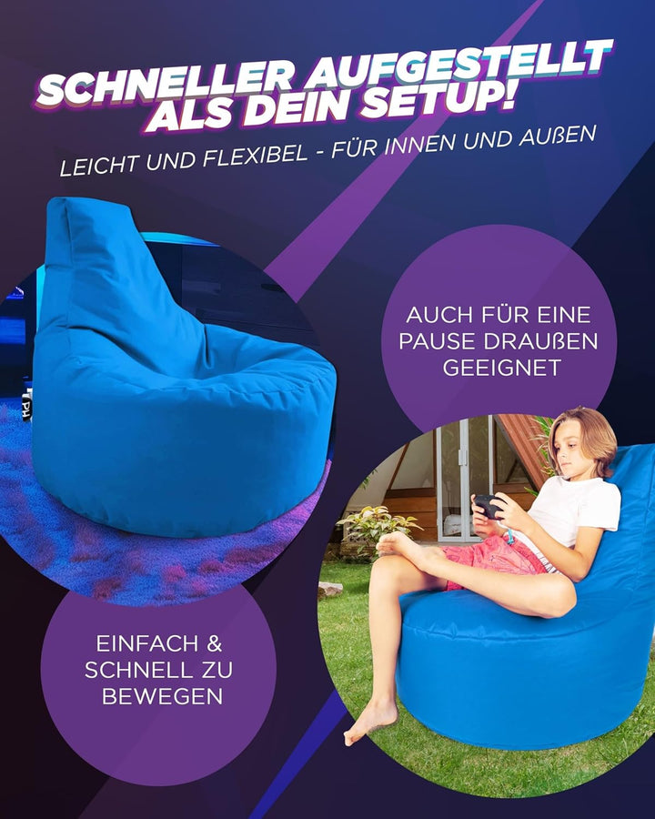 PATCH HOME Gamer Sessel mit Reissverschluss Lounge Kissen Sitzsack Sitzkissen Bean Bag In & Outdoor