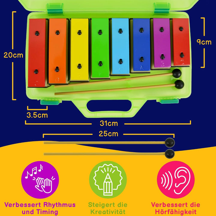 A-Star Buntes Glockenspiel-Set mit 8 Sopran-Regenbogen-Diatonischen Glockenspiel-Xylophonen in grüne