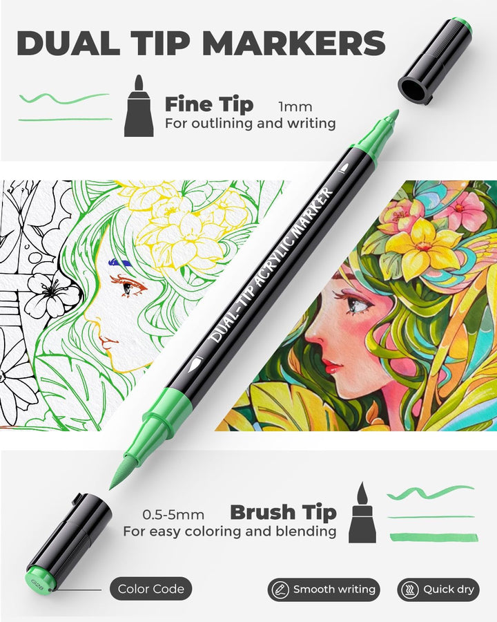 JusArt 72 Acrylstifte für Steine Wasserfest,Acrylic Paint Marker,Zeichnen,Farben Stifte Steine Bemal