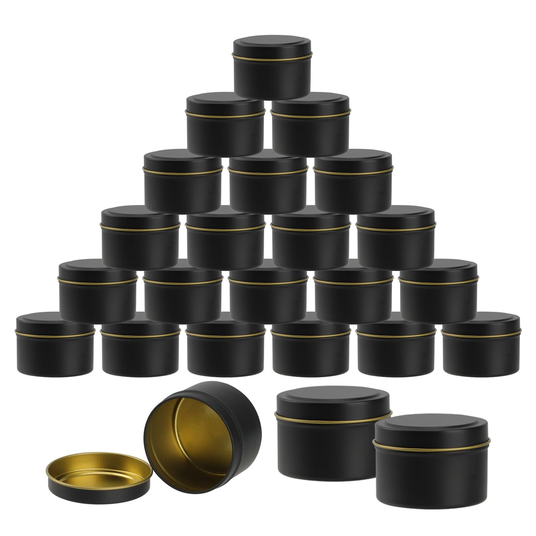 24 Stück Kerzendosen, 120ml Kerzenbehälter Metall, Runde Kerzengläser Klein, Schwarze Kerzengläser m