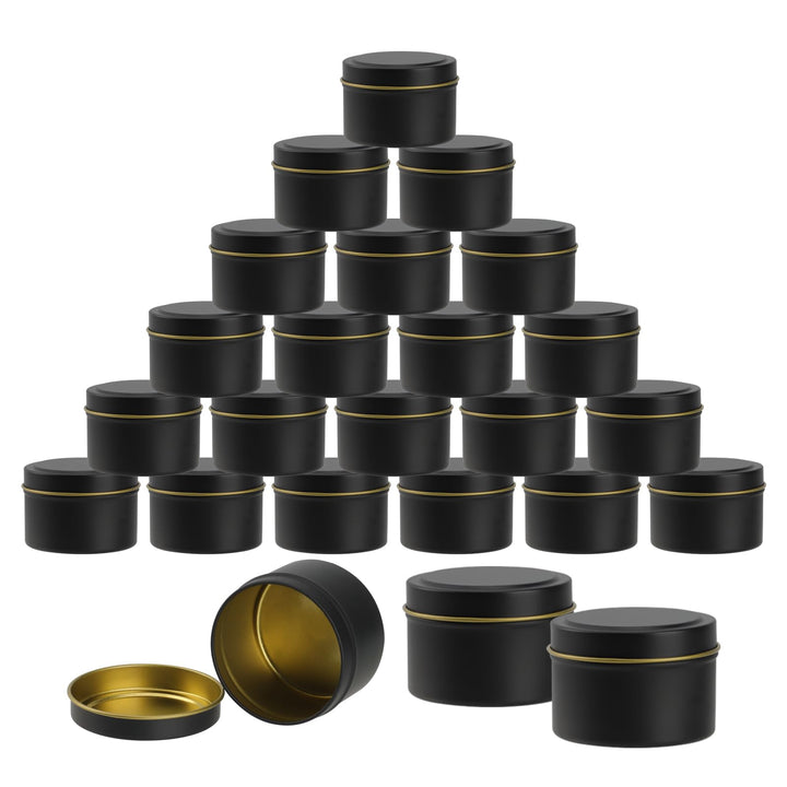 24 Stück Kerzendosen, 120ml Kerzenbehälter Metall, Runde Kerzengläser Klein, Schwarze Kerzengläser m