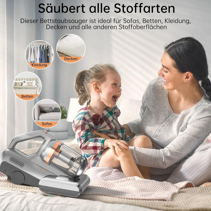 Milbensauger für Matratzen，16Kpa Milbensauger mit UV-Licht, Hochleistungs-Staubsauger | 99,9% Milben