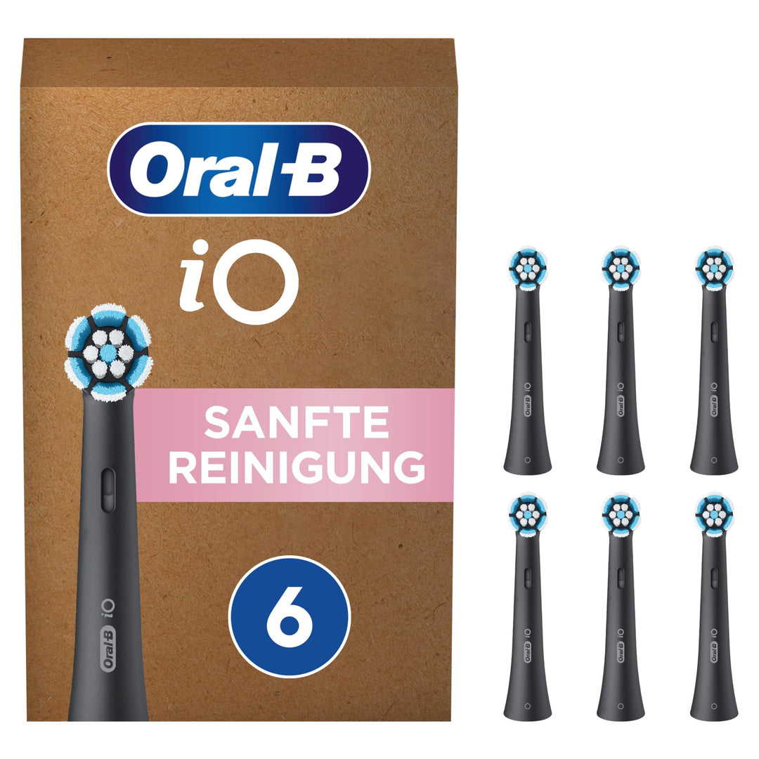 Oral-B iO Sanfte Reinigung Aufsteckbürsten für elektrische Zahnbürste, 6 Stück, sanfte Zahnreinigung