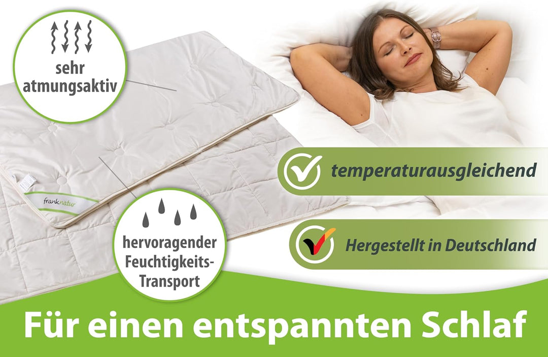 franknatur 4 Jahreszeiten Bettdecke 240x220 Lyocell Tencel Bio Baumwolle 4 Jahreszeitendecke 240 x 2