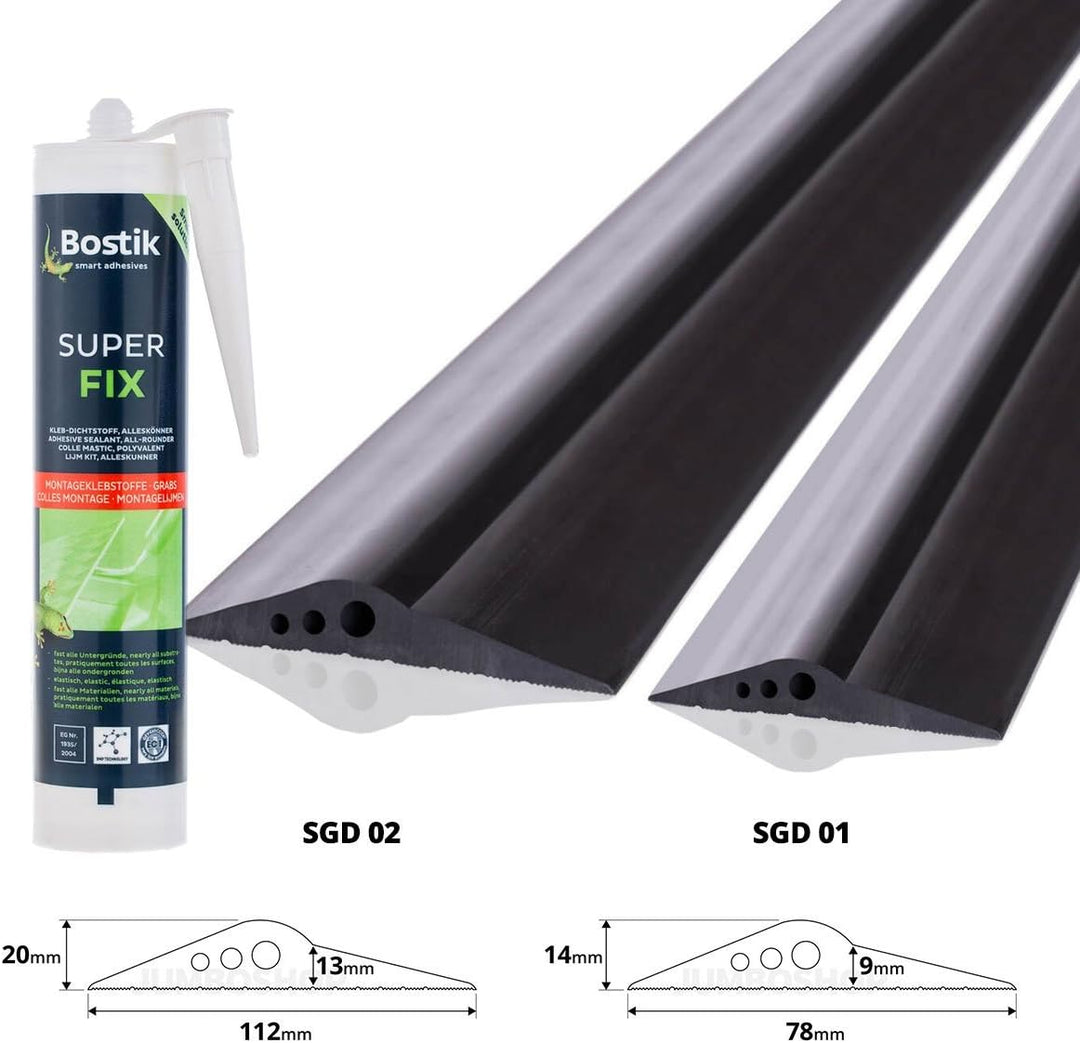 STEIGNER Gummidichtung Kantenschutzprofil S-1087 SCHWARZ 9x15mm Gummiprofil, 5 Meter, Fassungsprofil