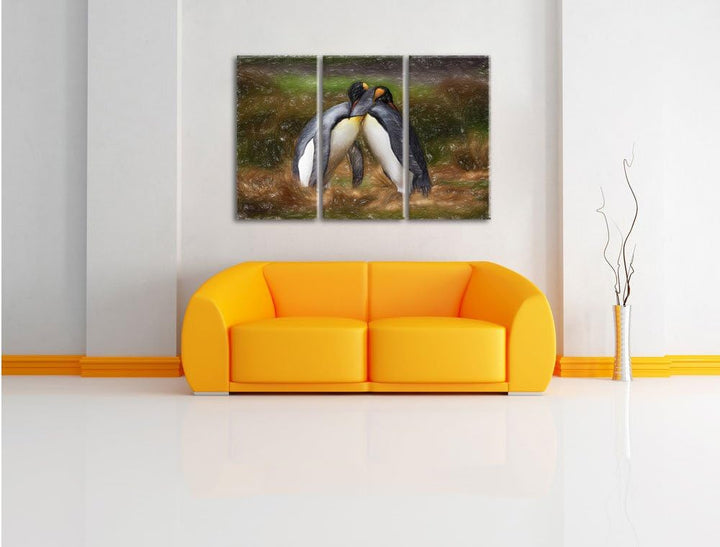Pinguine in der Antarktis als Leinwandbild/Grösse: 3Teilig (120x80) / Wandbild/Kunstdruck/fertig bes