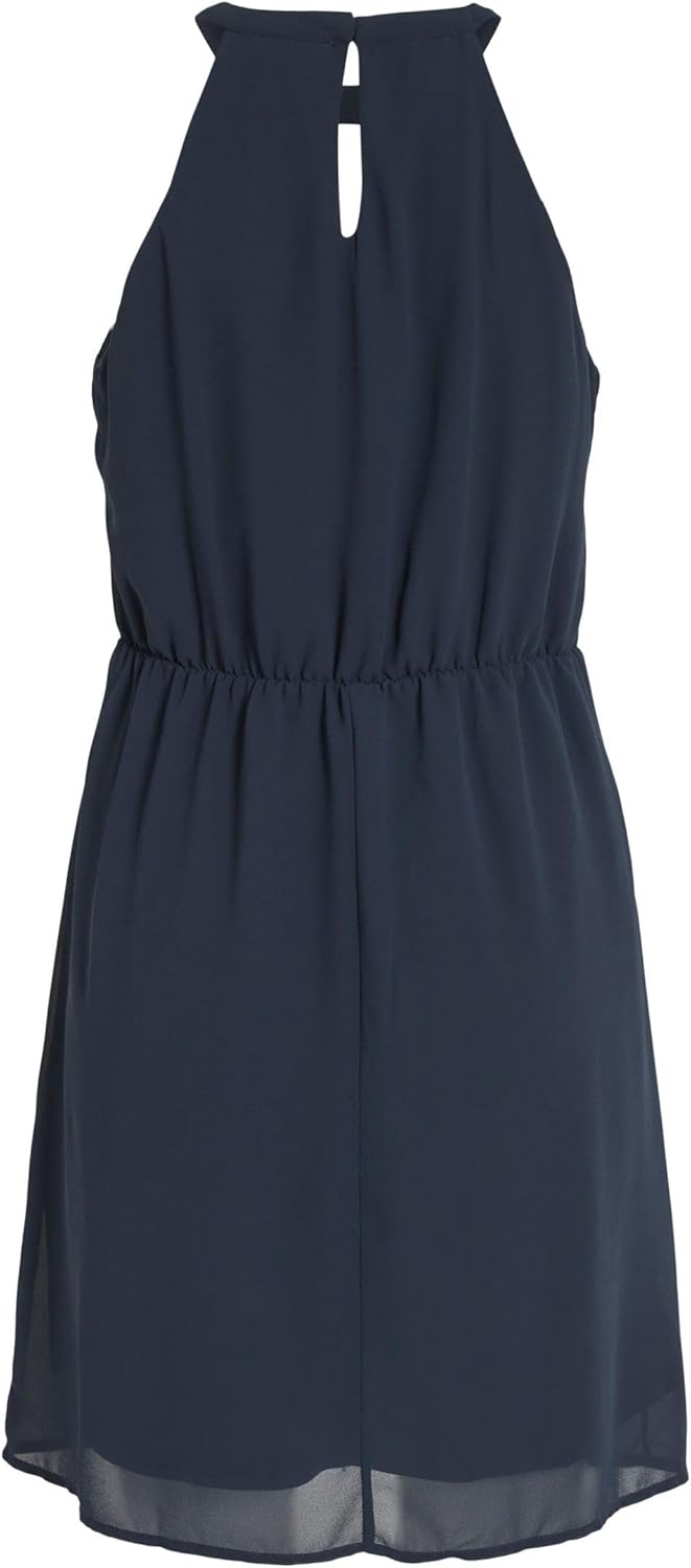 Vila Damen Vimilina Halterneck Dress/Su-Noos Kleid 34 Total Eclipse/Doria, 34 Total Eclipse/Doria