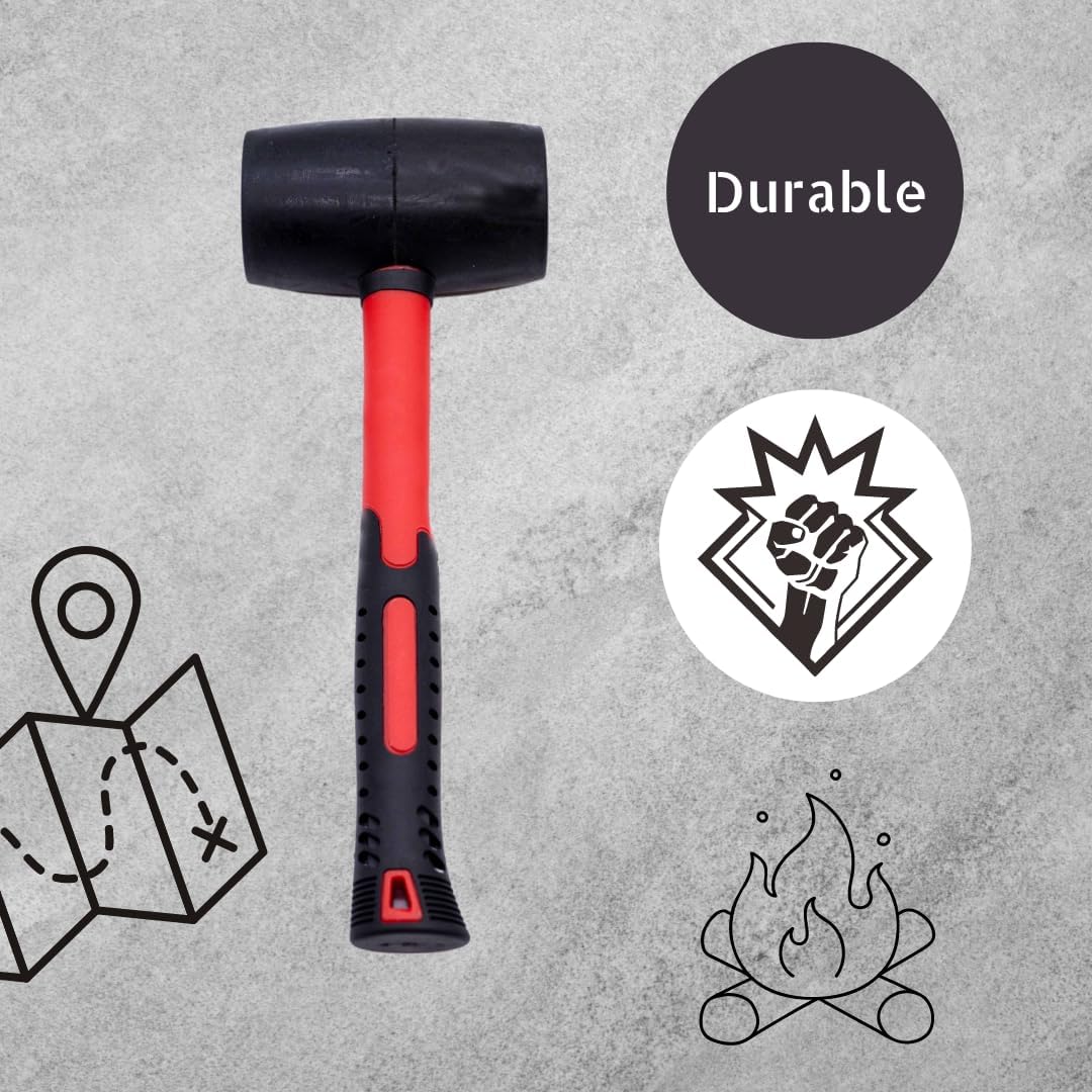 Toolzone Gummihammer, 907 g, Rot und Schwarz, Fiberglasgriff