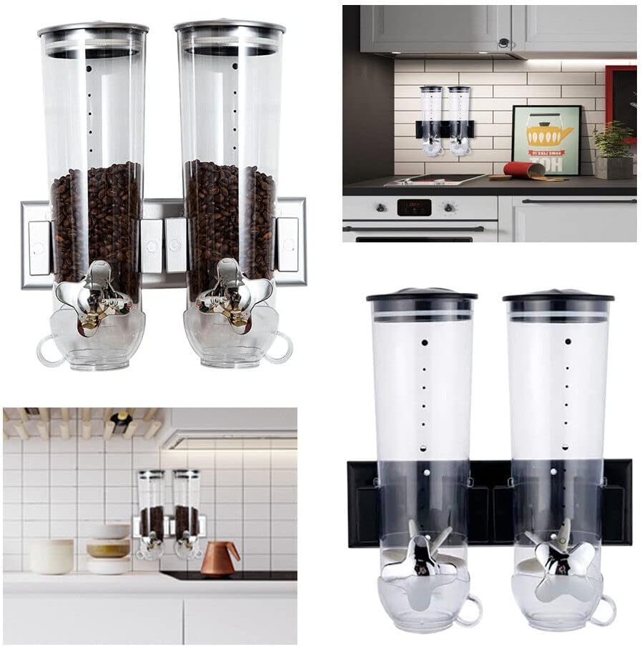 Müslispender, 3L Doppelbonbonspender, 2er-Pack, Müslispender, Wandmontage Cerealienspender Doppelt T