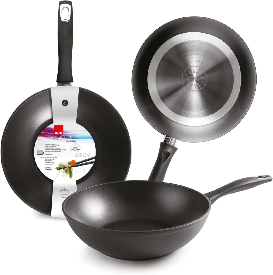 IBILI 400528N WOK NEW INDUPLUS 28 CM, Stainless Steel