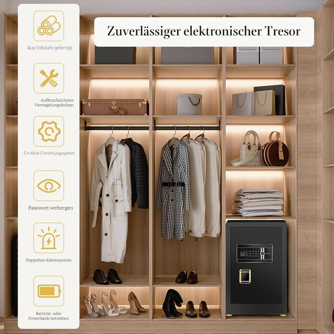 LIFEZEAL 42,5L Schranktresor, Safe Tresor mit Lock Box, Möbeltresor Wandtresor mit verstellbares Fac