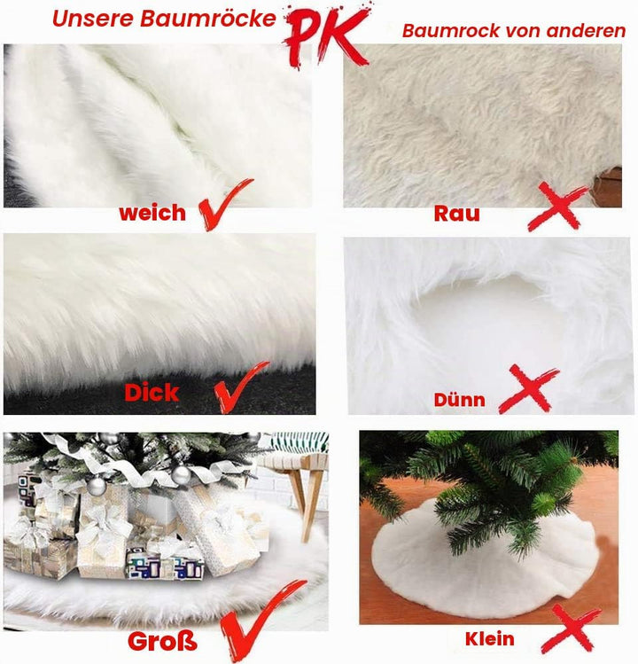 Queta Baumdecke Weihnachtsbaum Rock Rund Weiss Weihnachtsdecke, runder Christbaumdecke Plüsch-Weihna