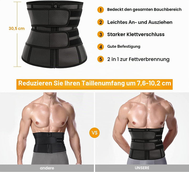KUMAYES Bauchweggürtel Fitnessgürtel Herren bauchtrainer Neopren Sauna Taille Trimmer Schwitzgürtel