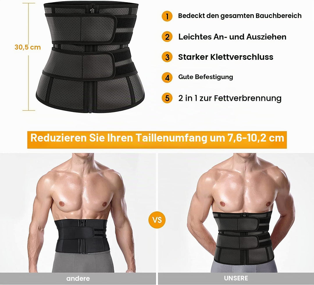 KUMAYES Bauchweggürtel Fitnessgürtel Herren bauchtrainer Neopren Sauna Taille Trimmer Schwitzgürtel