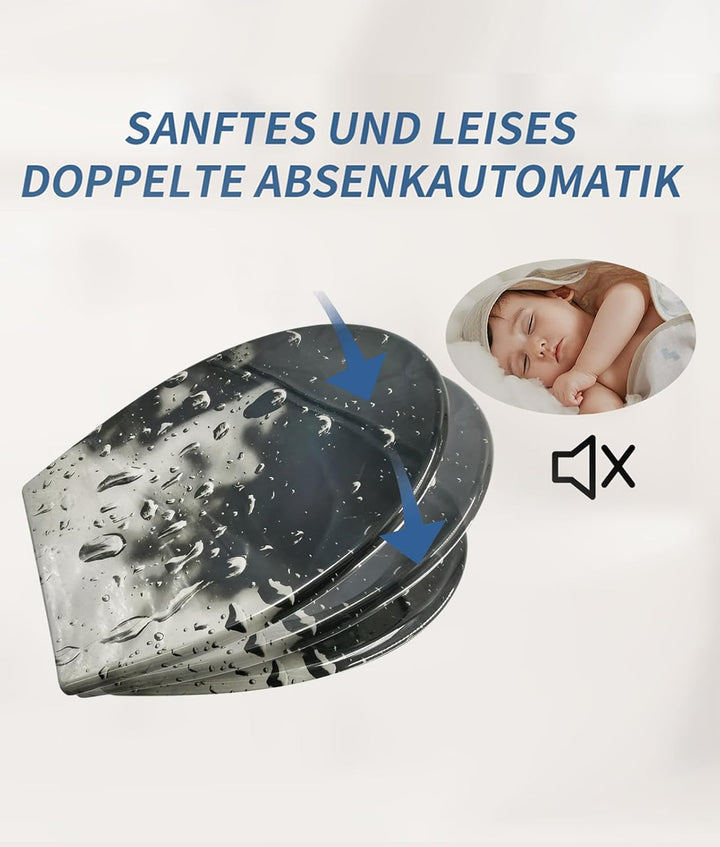 Toilettendeckel mit Absenkautomatik, WC Sitz mit Absenkautomatik Oval Form klodeckel Einfache Reinig