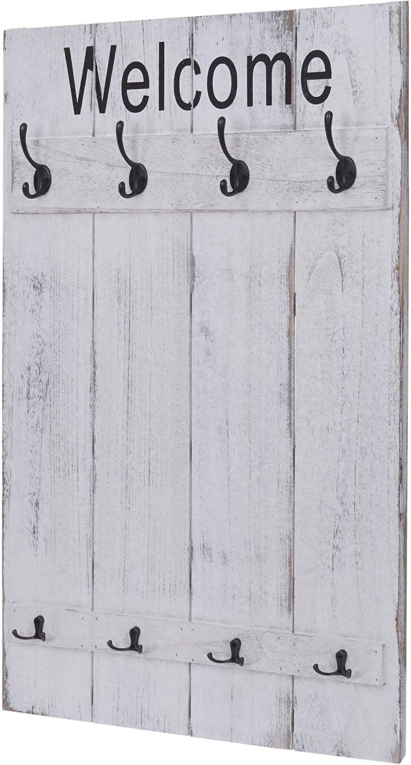 Mendler Wandgarderobe HWC-C89AM Welcome, Garderobe Garderobenpaneel, Shabby-Look Vintage, 91x60cm -
