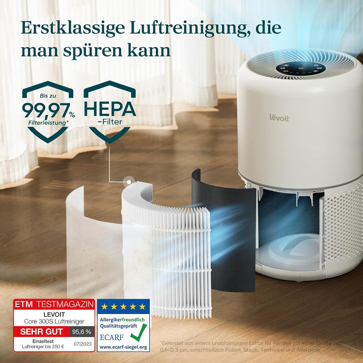 LEVOIT Luftreiniger Allergiker mit H13 HEPA Luftfilter gegen 99,97% von Schimmel Staub Pollen, Luftq