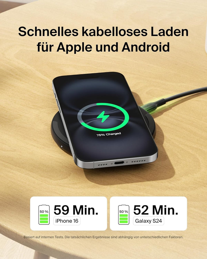 Belkin Kabelloses Ladepad (15 W) – Qi Ladegerät, Qi Ladestation für Apple iPhone 16, iPhone 15/14/13