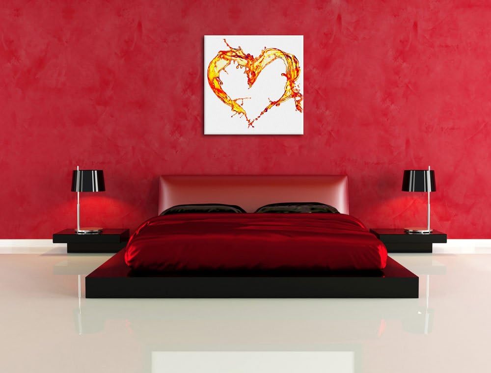 Pixxprint Oranges Herz aus Wasser als Leinwandbild Quadratisch/Grösse: 70x70 / Wandbild/Kunstdruck/f