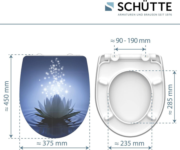 SCHÜTTE WC-Sitz Duroplast HG WATER LILY Hochglänzender Toilettensitz mit Absenkautomatik, Schnellver