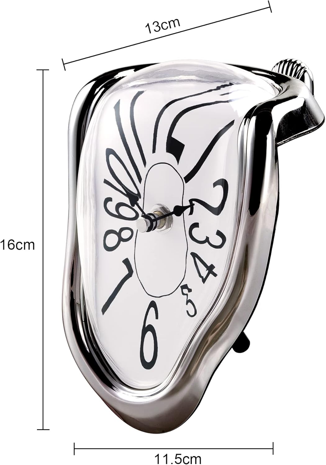 Lafocuse Lautlos Salvador Dali Uhr Silber, Geschmolzene Uhr Ohne Tickgeräusche, Tischuhren Modern Sc