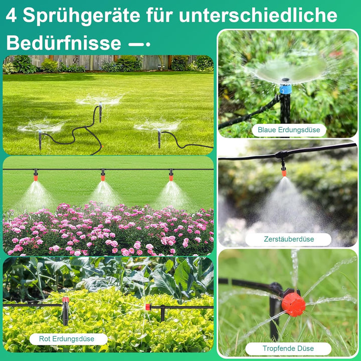 315PCS Bewässerung Garten Set 60+15M DIY Garten Bewässerungssystem Gartenbewässerung Pflanzen Bewäss