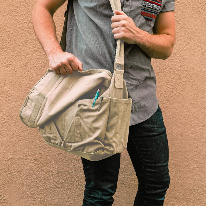 Sweetbriar Classic Vintage Messenger Bag - Original Heavyweight Cotton Canvas Shoulder Bag with Upgr