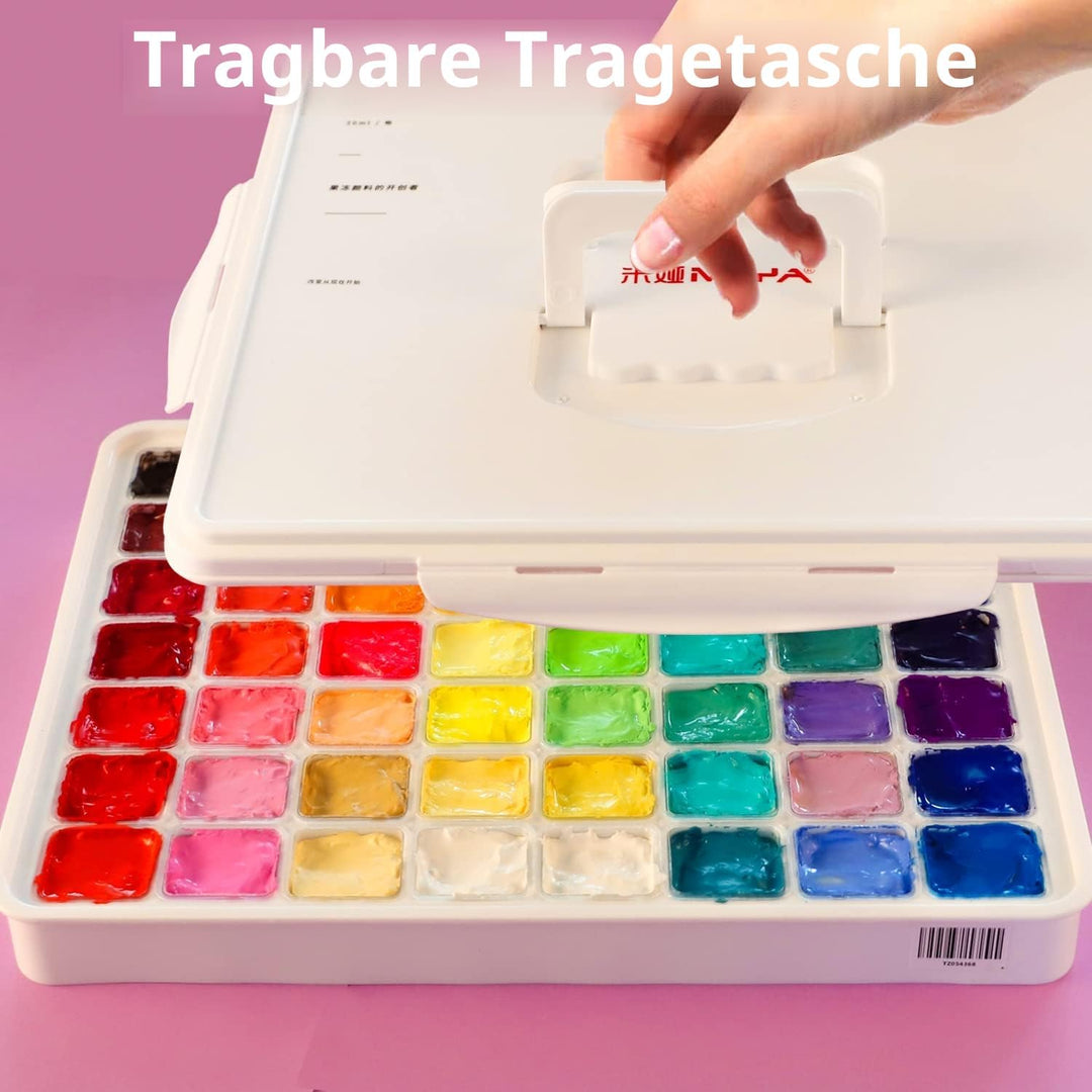 HIMI Gouache-Farben-Set, 56 Farben x 30 ml mit tragbarer Tragetasche, einzigartiges Jelly Cup-Design