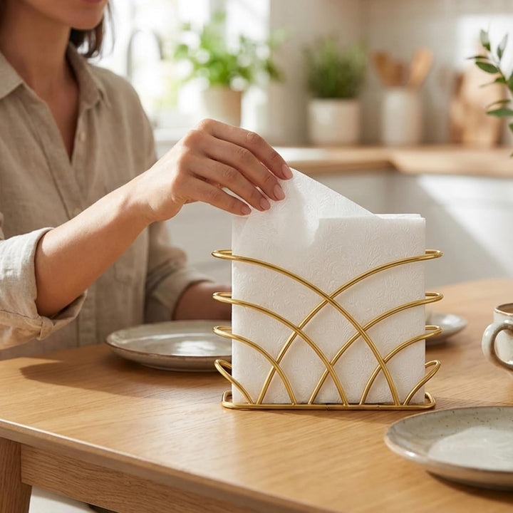 Goldfarbener Serviettenhalter für Tisch, moderner Esstisch, Dekoration, Serviettenhalter für Küchent