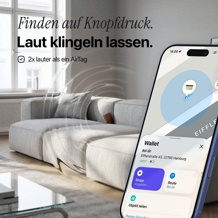 TRACKCARD® die Air Tag Karte im Kartenformat für die Brieftasche | Wiederaufladbar, smart & wasserdi