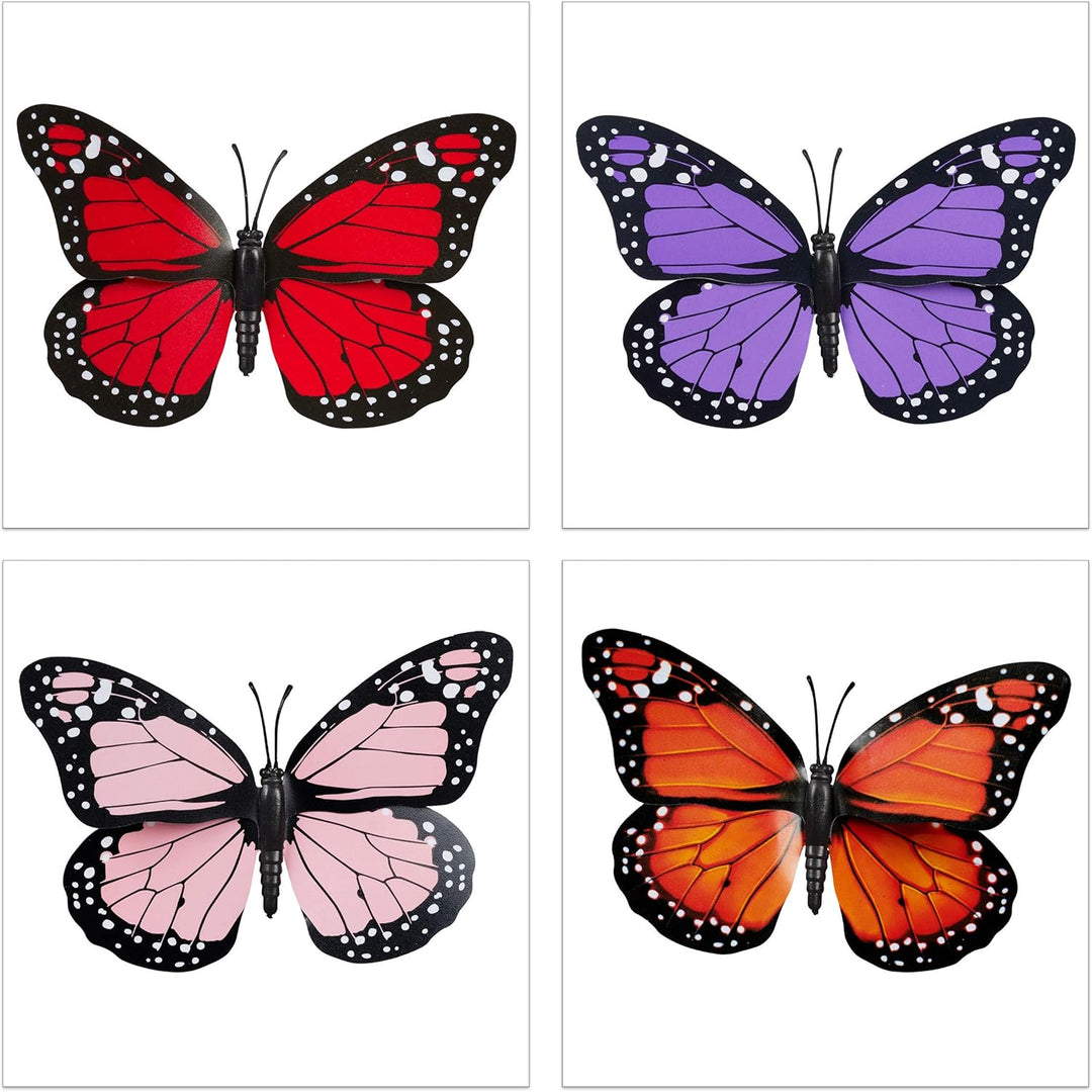 Relaxdays 360 x Gartendeko Schmetterling, Pflanzkasten Dekoration, Topfstecker, Outdoor Deko Balkon,